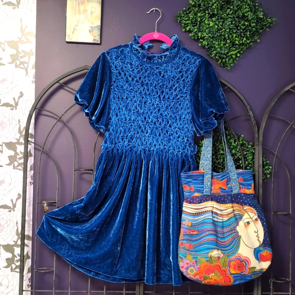 Free People Blue Velvet Mini Dress